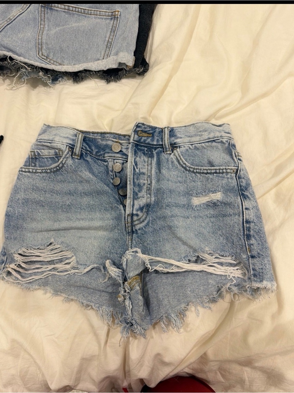 PacSun Light Wash Distressed High-Rise Denim Shorts